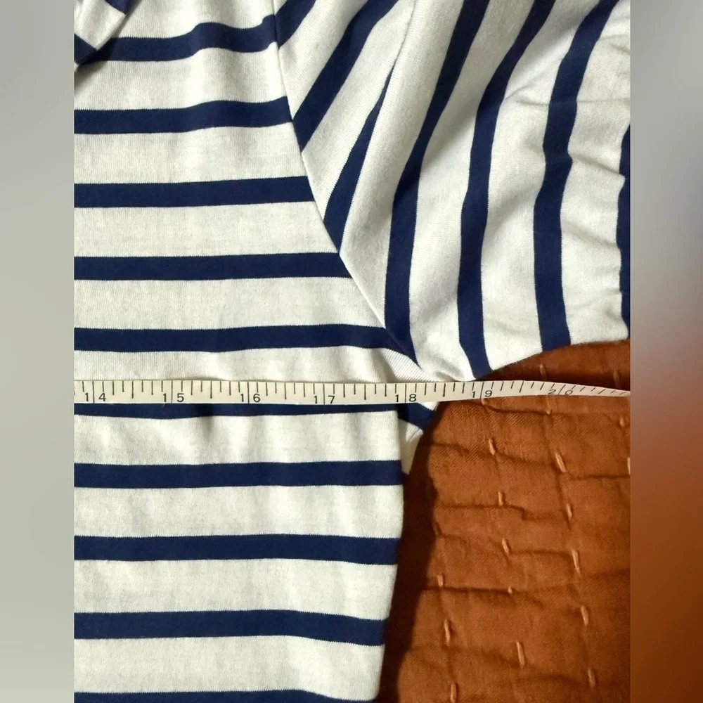 Saint James Striped Tee Ruffle Neck Navy White Small - Picture 4 of 7